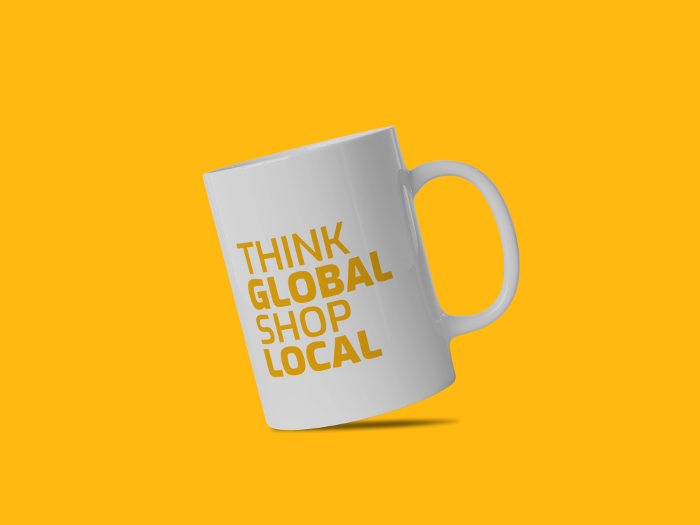 Tazza "Think Global Shop Local"