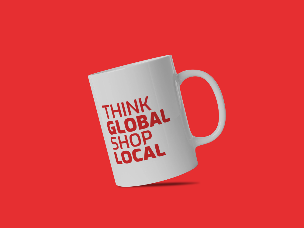 Tazza "Think Global Shop Local"