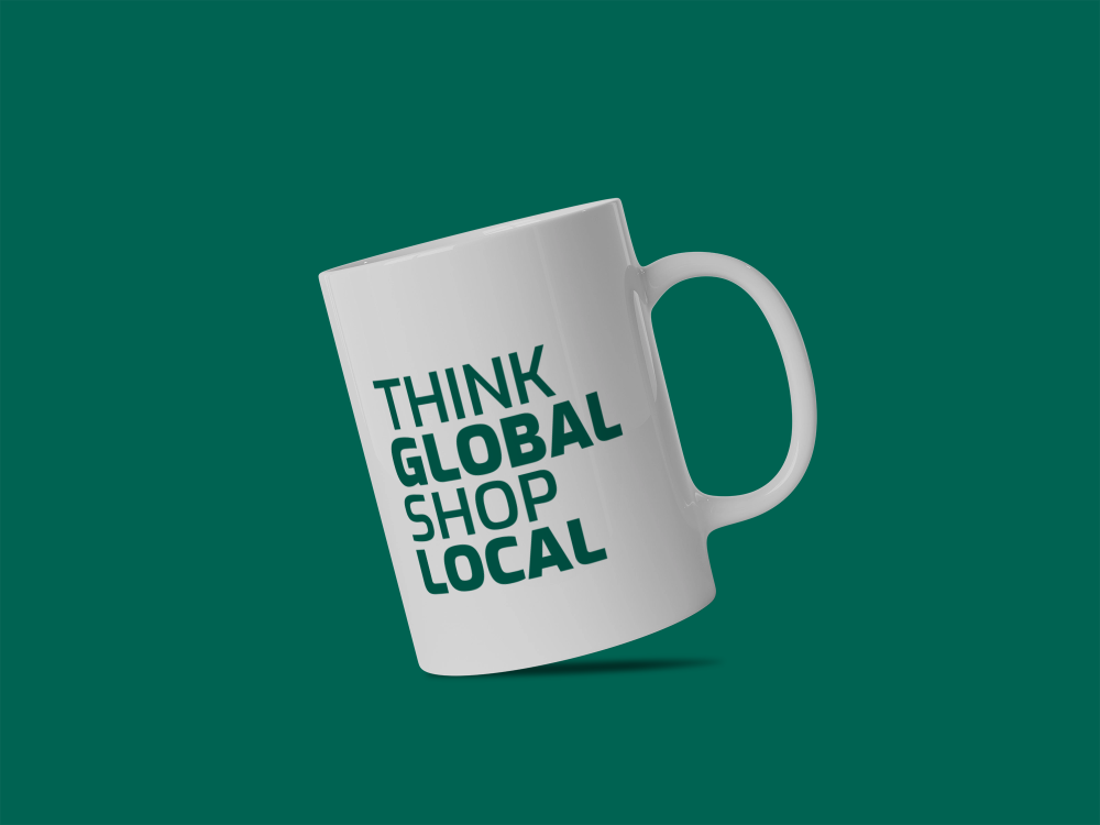 Tazza "Think Global Shop Local"